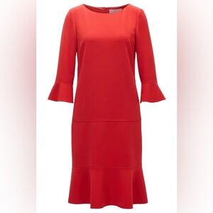 Hugo Boss Henryke Red Bell‎ Sleeve Dress Tie Waist Size 0